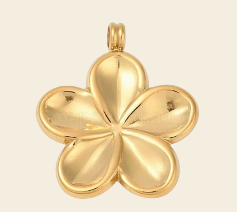 gold waterproof plumeria charm