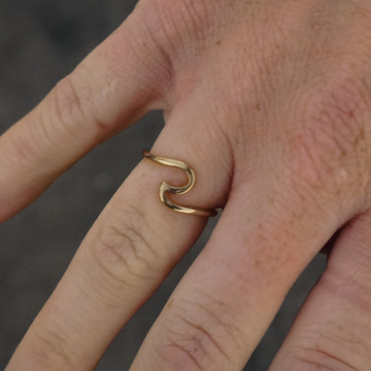 wave ring gold waterproof stainless steel