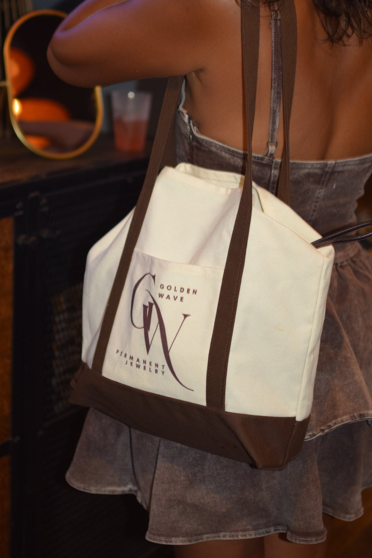Golden Wave Tote Bag