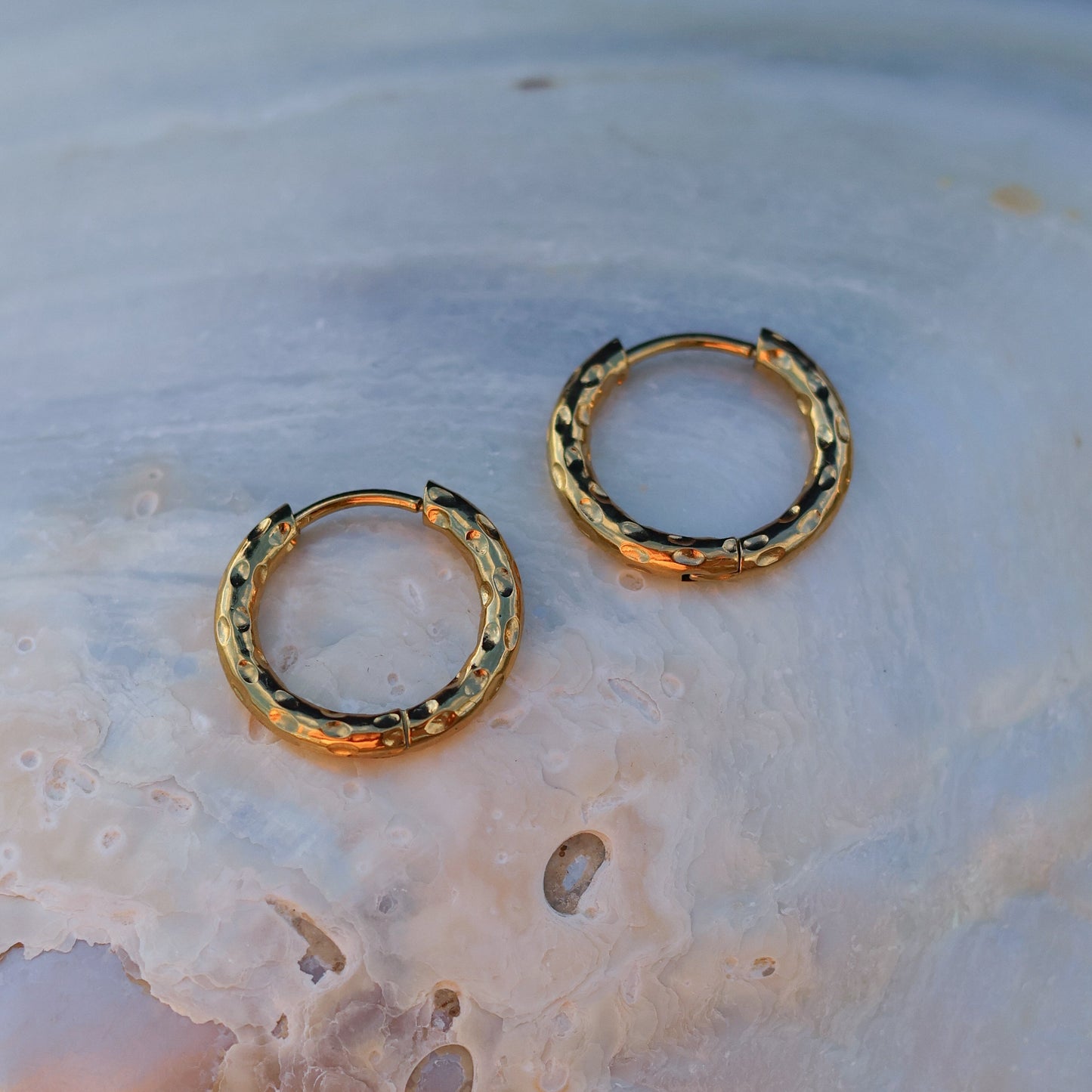 Hammered Huggie Hoops