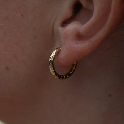 Hammered Huggie Hoops