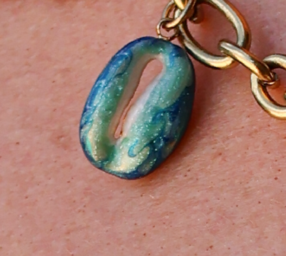 blue cowrie shell charm waterproof
